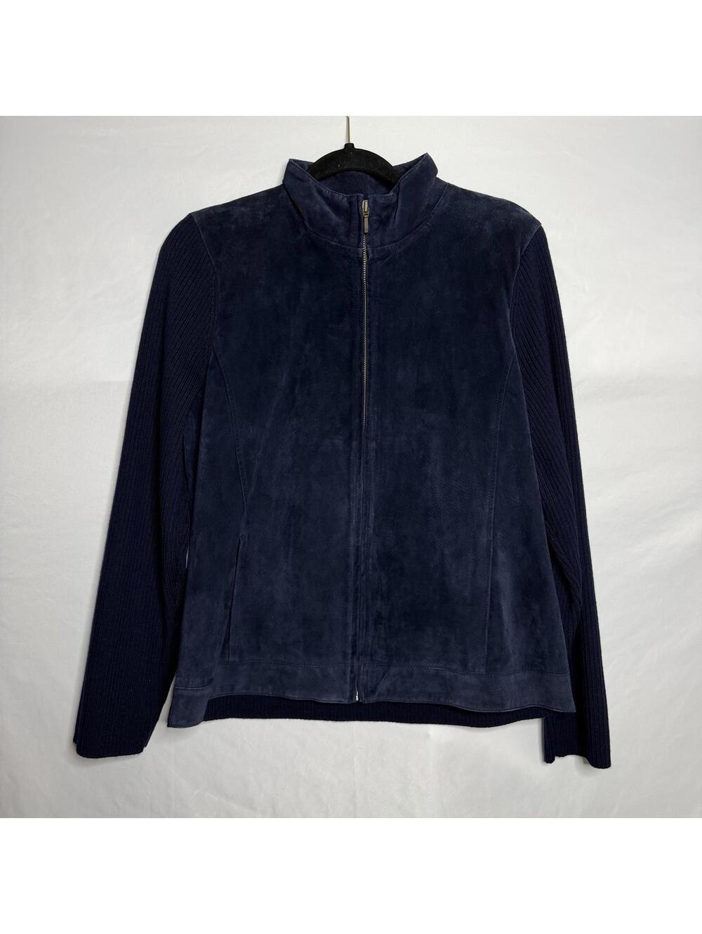 Vintage Pendleton Suede Leather Wool Zip Up Jacket Blue Women’s Large